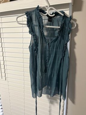 Marc Jacobs Teal Ruffled Sleeveless V-Neck Camisole